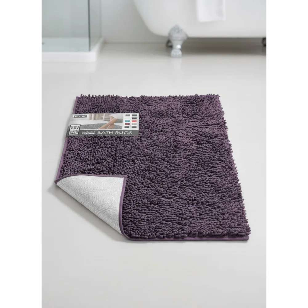

Plush Chenille Bath Mat 24x36 Inches - Non-Slip Quick Dry Machine Washable Bathroom Rug for Home Comfort