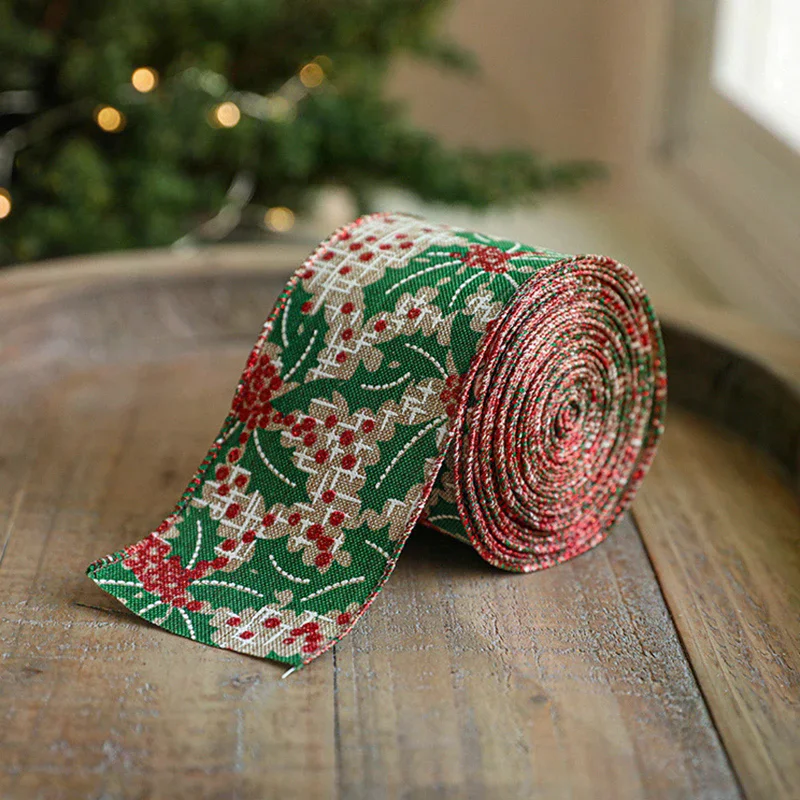 1 rotolo di nastro di canapa imitazione nastri per albero di Natale ghirlanda di Natale ghirlanda di nastro bowknot rotolo di nastro di reticolo di lino Noel Navidad