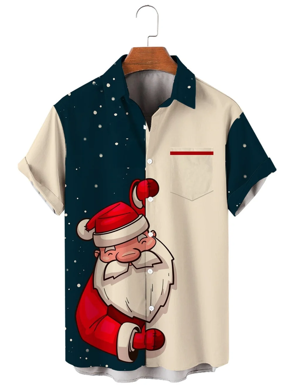 Camisa de bolso de lapela de Natal masculina, cardigã manga curta, alta qualidade, confortável, tecido macio, festa, novo, 2023