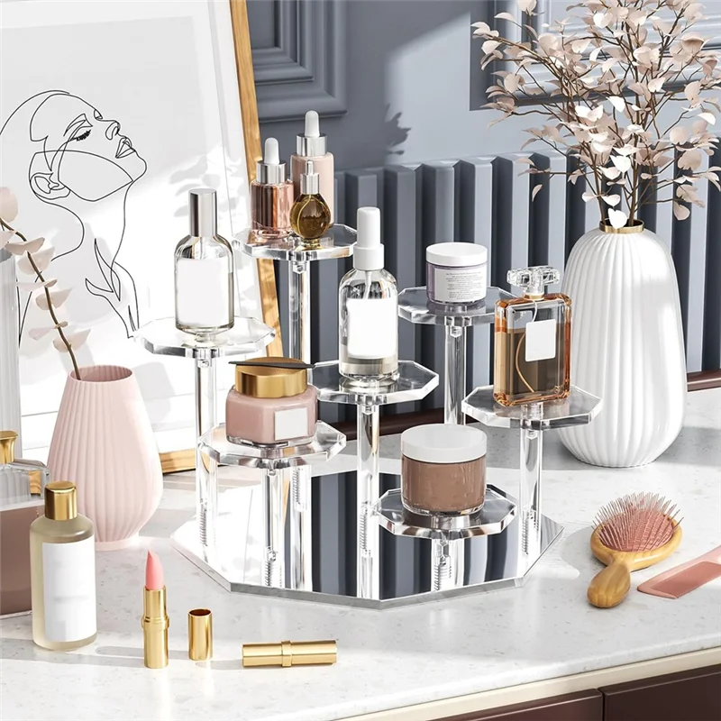 Acrylic Risers Display Stand,7Tier Perfume Organizer and Cupcake Stand,Storage Display Stand for Collectibles and Crafts