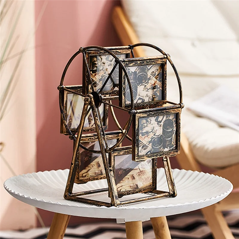 

SYW-Rotating Windmills Wheel Picture Frame Photo Album Self Assembly Wedding Family Photograph Frame Home Desktop Decor A Durabl