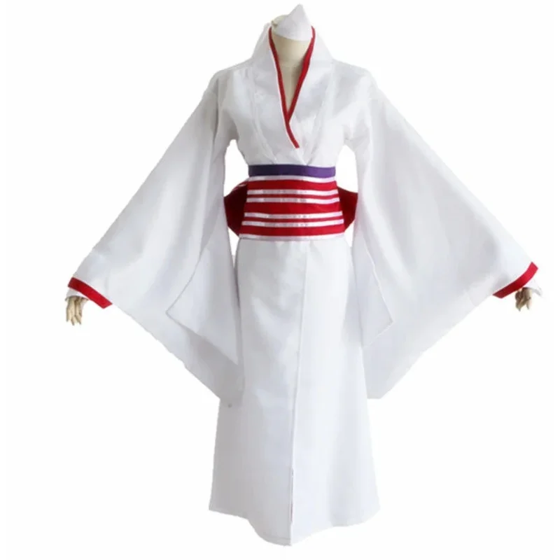 DY2025 애니메이션 노라가미 가난의 신 노라 화이트 기모노 + 벨트 + 헤드웨어 + 리본 + 핸드밴드 유카타 코스프레 의상 블랙 밥 숏