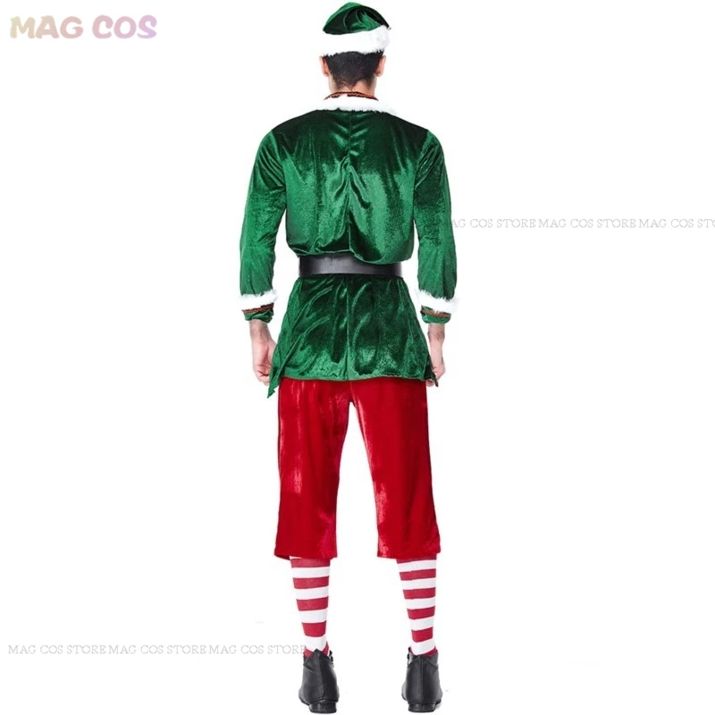 Costume de Père Noël personnalisé pour hommes et femmes adultes, Noël, nouvel an, carnaval, fête, cosplay, elfe vert, couple, garçon, fille