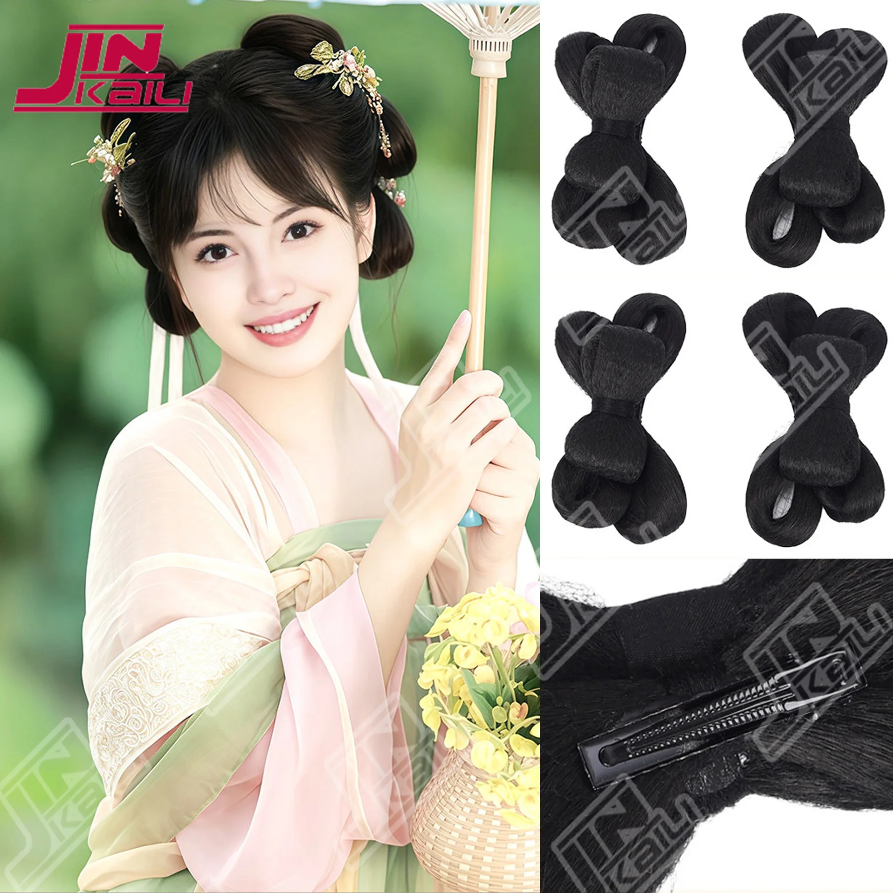 JKL Synthetic Hanfu Wig Headband Antique Bow Bun Novice Daily Song And Ming Dynasty Costume Style Bun