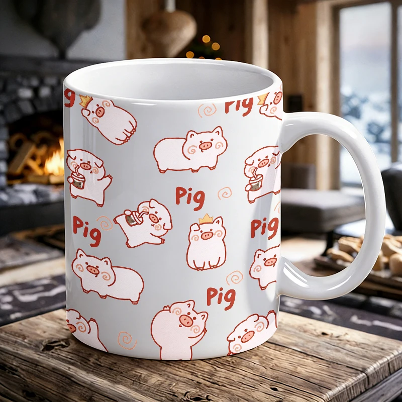 

Cute soft pig illustration ceramic cup, coffee cup, milk cup, office tea cup, drinking cup, fade-resistant, gift for friends
