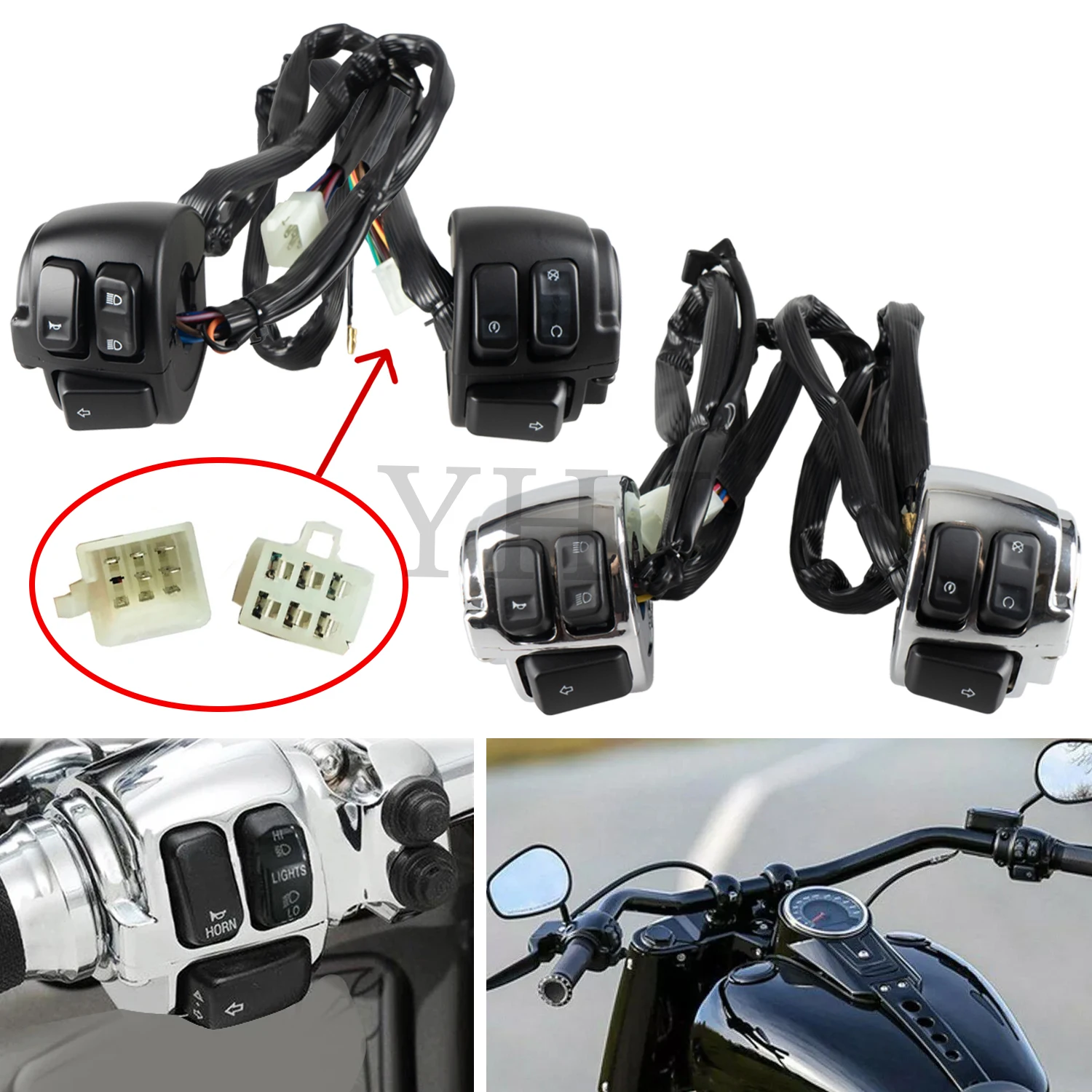 

For Harley Softail Dyna Sportster V-ROD FXDF FXDWG 1996-2012 1" 25 mm Motorcycle Handlebar Control Switch Wiring Harness