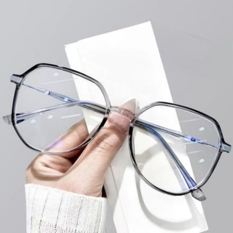 Gradient Color Anti Blue Light Glasses Large Frame Non Degree Flat Glasses Resin Lens Computer Clear Glasses for Women