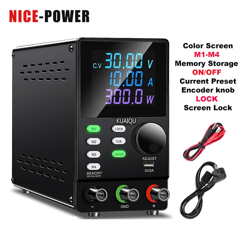 NICE-POWER Lab DC Power Supply Adjustable 30V 10A 5A USB Digital Bench Source Stabilized Current 120V3A Voltage Regulator 300V1A