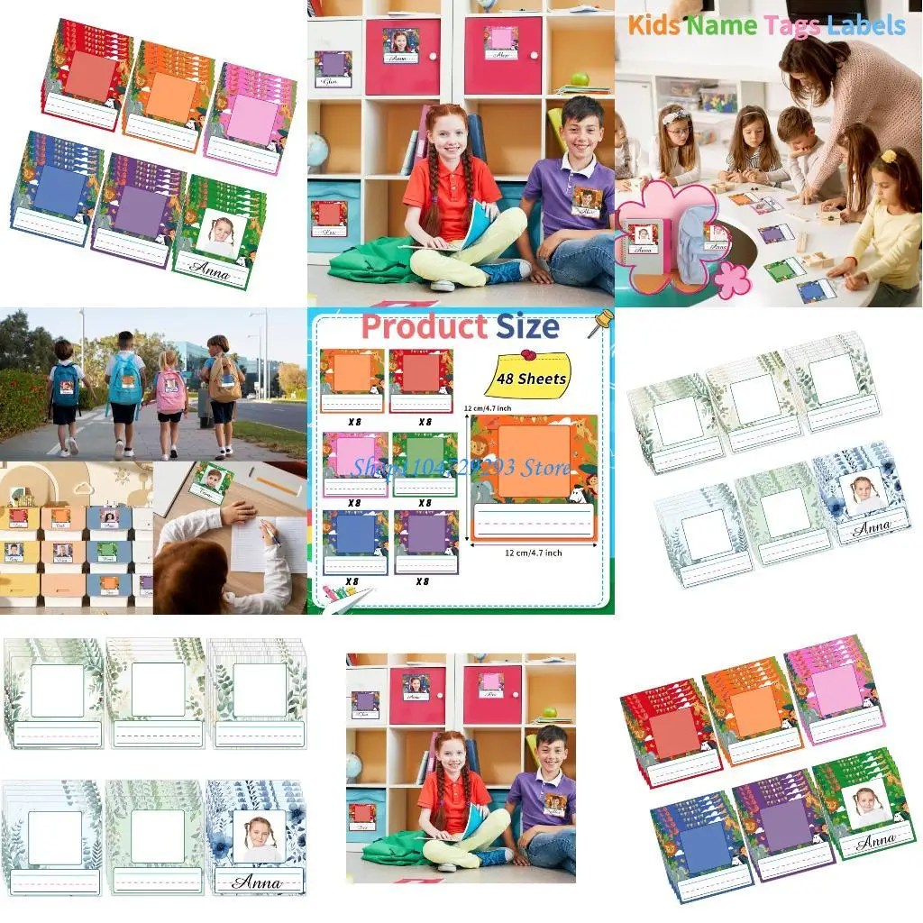 

Y2GD 48 Photo Name Labels Childrens Art Supplies Classroom Organization Tools Paper Stickering Creative Parent Child Activity