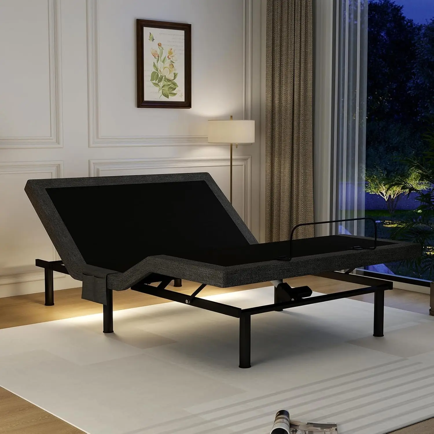Adjustable Bed Base Dual Motor Frame Wireless Remote Zero Gravity Anti-Snore TV Mode LED Light USB Ports Height Legs, Customized