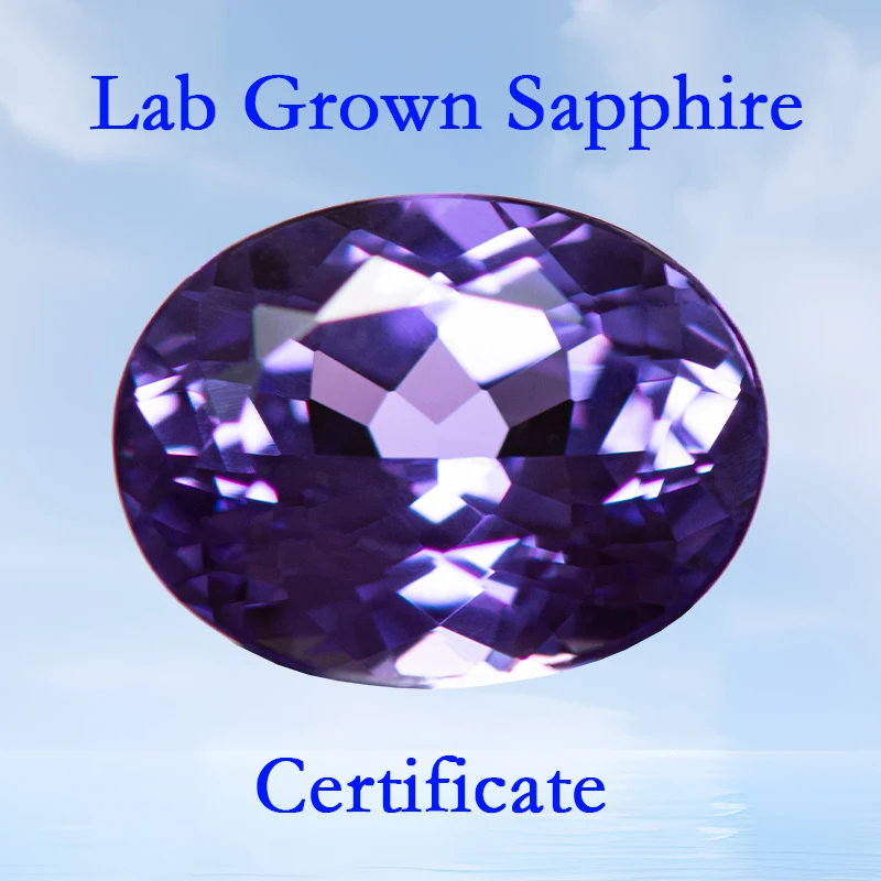 

Lab Grown Sapphire Oval Shape VVS1 Purplish Blue Color Charms Gemstone for DIY Jewelry Making Pendant Selectable AGL Certificate