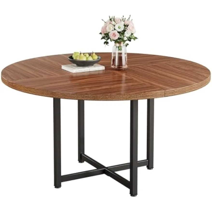 LITTLR TREE Round Dining Table – Industrial Kitchen Table, Compact Dinner Table for Small Spaces, Living Room & Apartment