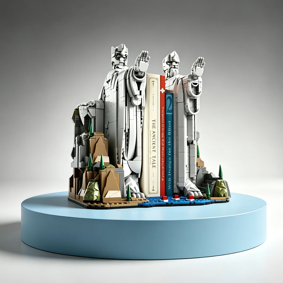 Home Decor Creative SET The Argonath MOC DIY Medieval Lords King Giant Statue Collection Model Building Blocks Bricks Toy Gift