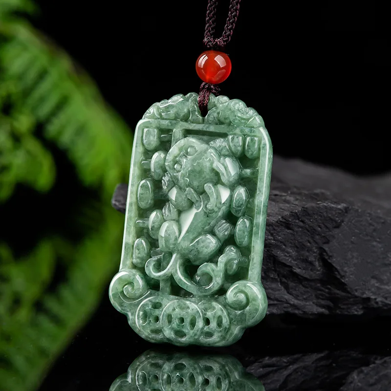 Hot Selling Natural Hand-carve Jade Lucky Ruyi Pixiu Necklace Pendant Fashion Jewelry Men Women Luck Gifts