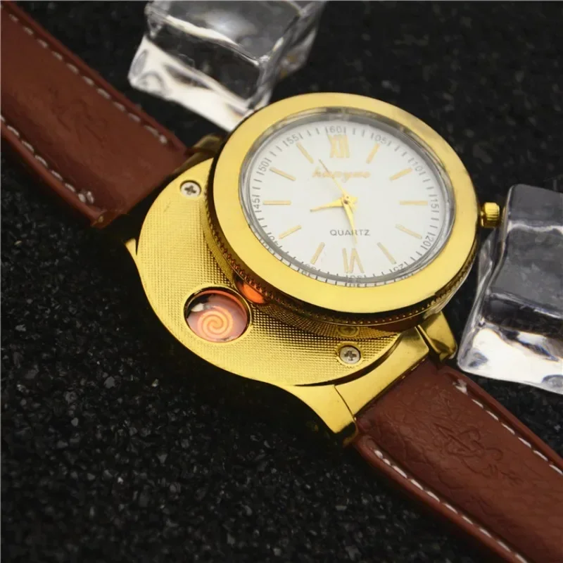 

Usb Rechargeable Electric Lighter Luxury Watch Lighter Man Watch 2023 USB Charge Windproof Flameless Men's Quartz Watches