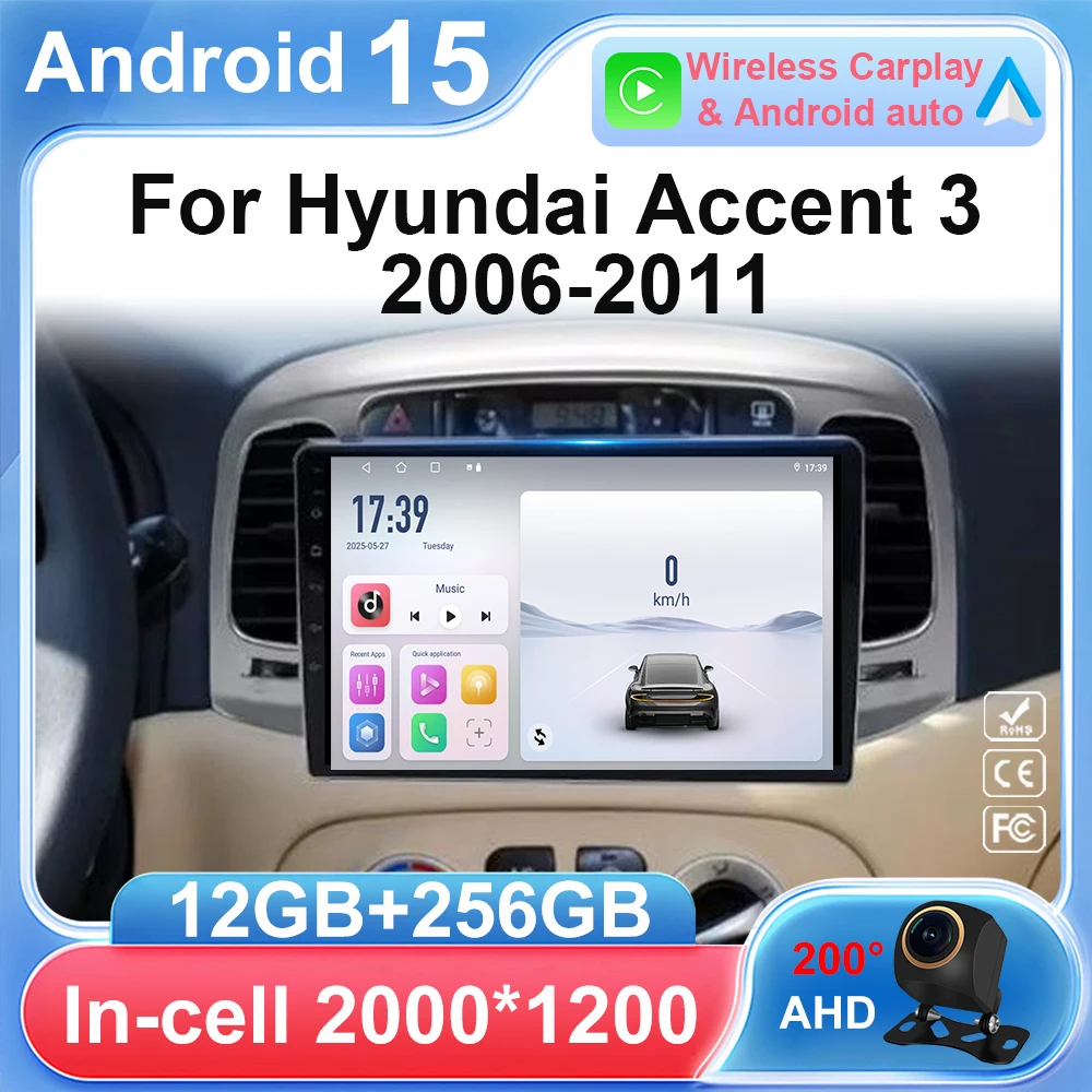 

Touch Screen For Hyundai Accent 3 2006 - 2011 Car Radio Multimedia Video Player Navigation GPS 8 Core Android BT No 2din DVD