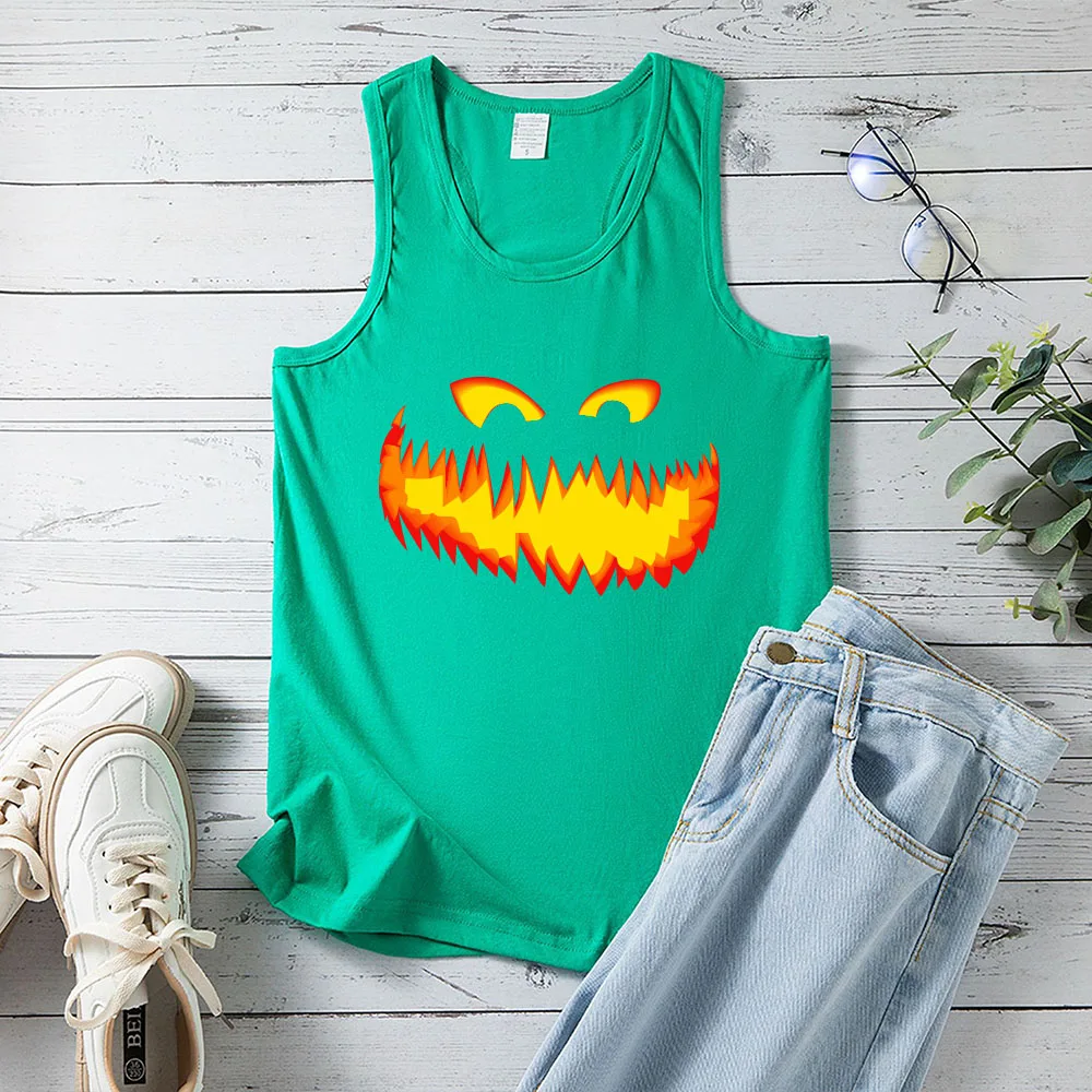 Seeyoushy Demon Smile Print Fun Printed Women's Top Summer Trend Women's Tank Top Y2K Aesthetic Clothing Hurdle Vest Top Mujer