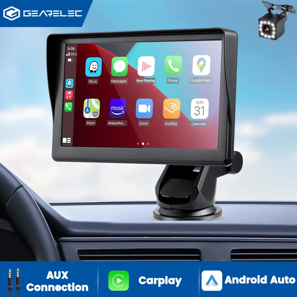 CarPlay Android Auto Sync Datum und Uhrzeit Auto-Radio Multimedia-Videoplayer 7 Zoll tragbarer Touchscreen mit USB für Rückfahrkamera