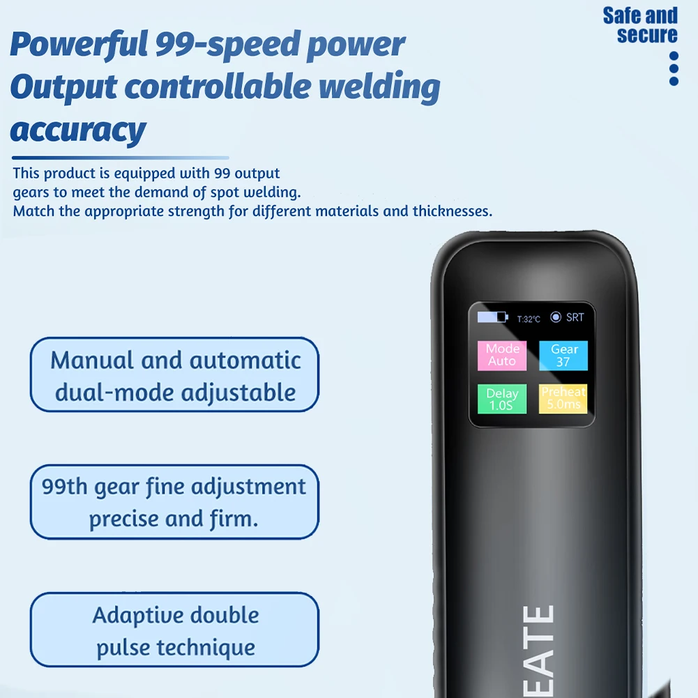 Battery Spot Welder Automatic Manual Modes Spot Welding Tool Kit 1.3in Color Screen for 18650 Battery Welding Nickel Sheets