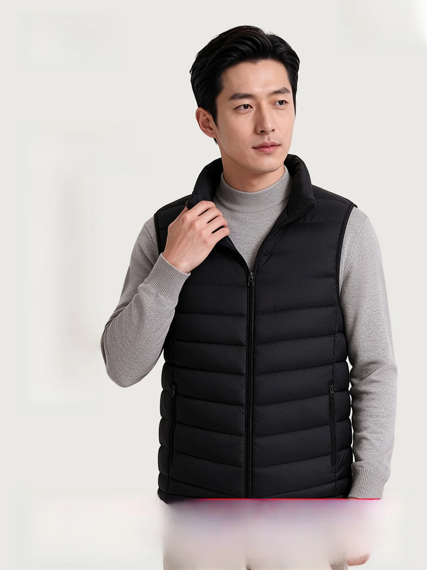 Warm Duck down Vest Men's Winter Outerwear Casual Style Zipper Closure Polyester Fiber Jacket Large Size Vest by Hengyuanxiang