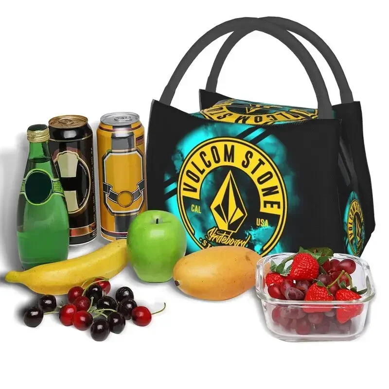 Custom Volcoms Logo Lunch Bags Men Women Cooler Thermal Insulated Lunch Box for Picnic Camping Work Travel