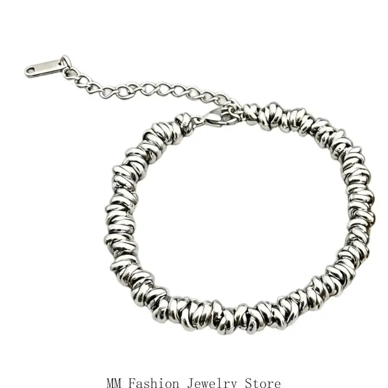 Adjustable Stainless Steel Bracelet with Rounded Chain Beads, Lobster Clasp Closure and Gift Ready Everyday D0UB