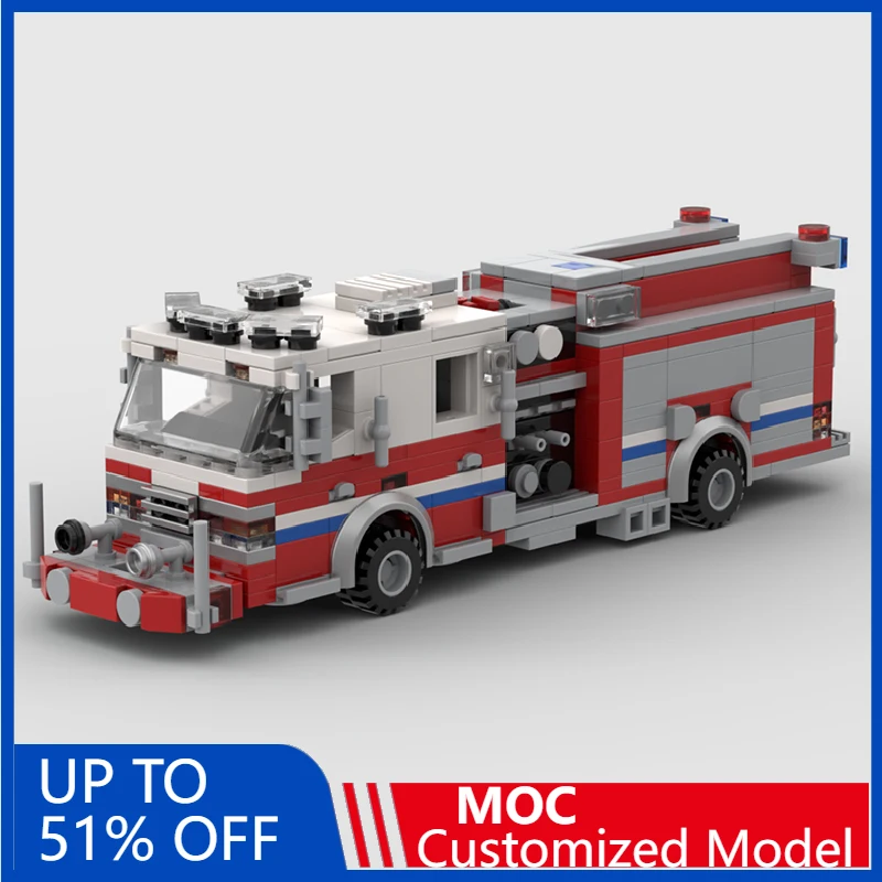 

Набор для сборки модели городской пожарной машины MOC, 459 деталей, конструктор, развивающая игрушка, подарок на день рождения для детей