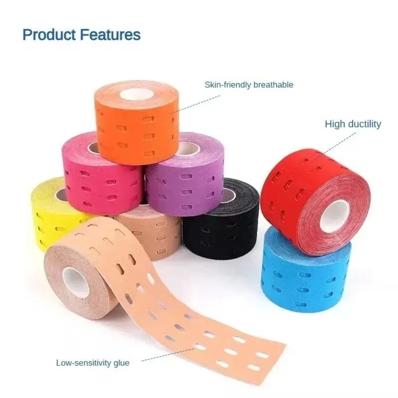 

5cm Perforated Kinesiology Elastic Adhesive Tape Cotton Muscle Protection Athletes Breathable Gym Sports Glue Knee Protector