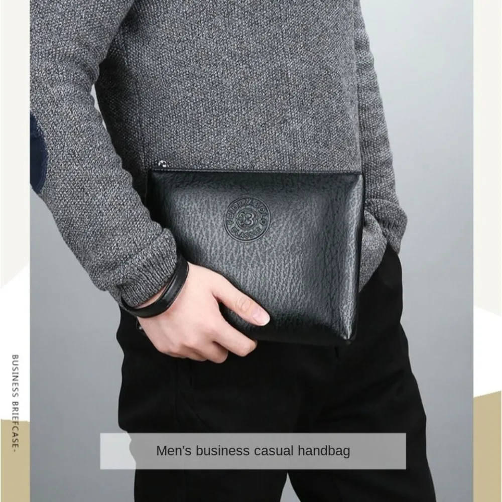 New Leisure Male Clutch Bag PU Soft Leather Large Capacity Envelope Package Toiletry Bag
