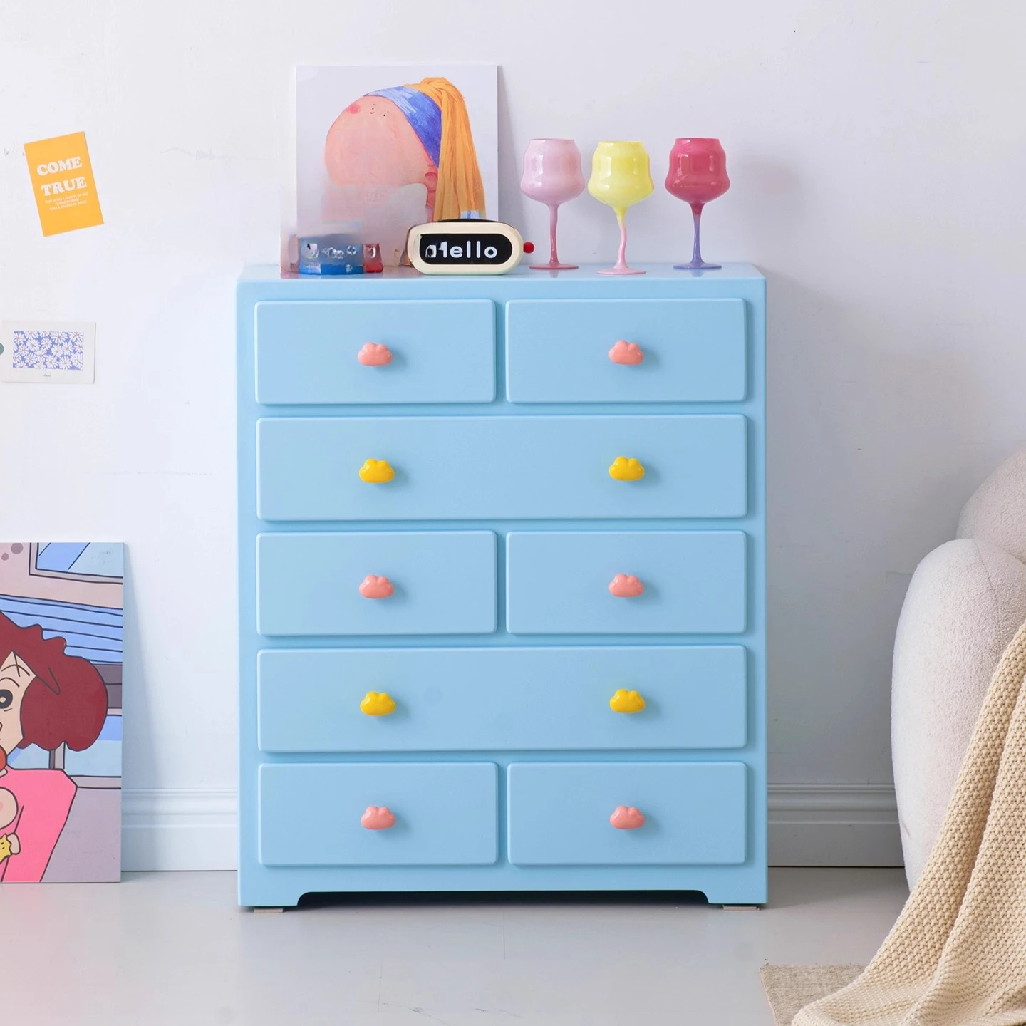 

Dopamine chest, living room, solid wood drawers, porch storage, pink cabinet