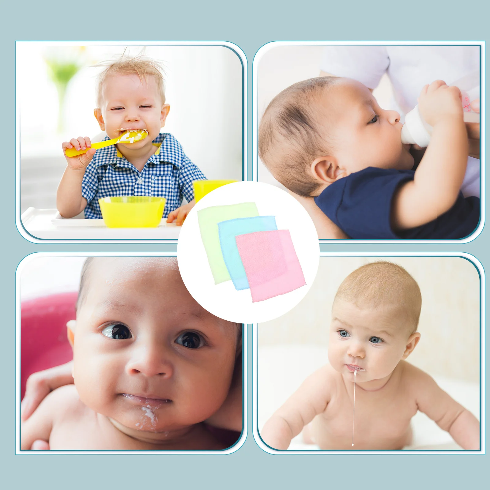 

10Pcs Polyester Fiber Towels Eco-Friendly Skin-Friendly Comfortable Absorbent Wash-Resistant 20x20cm Mixed Color Washcloths