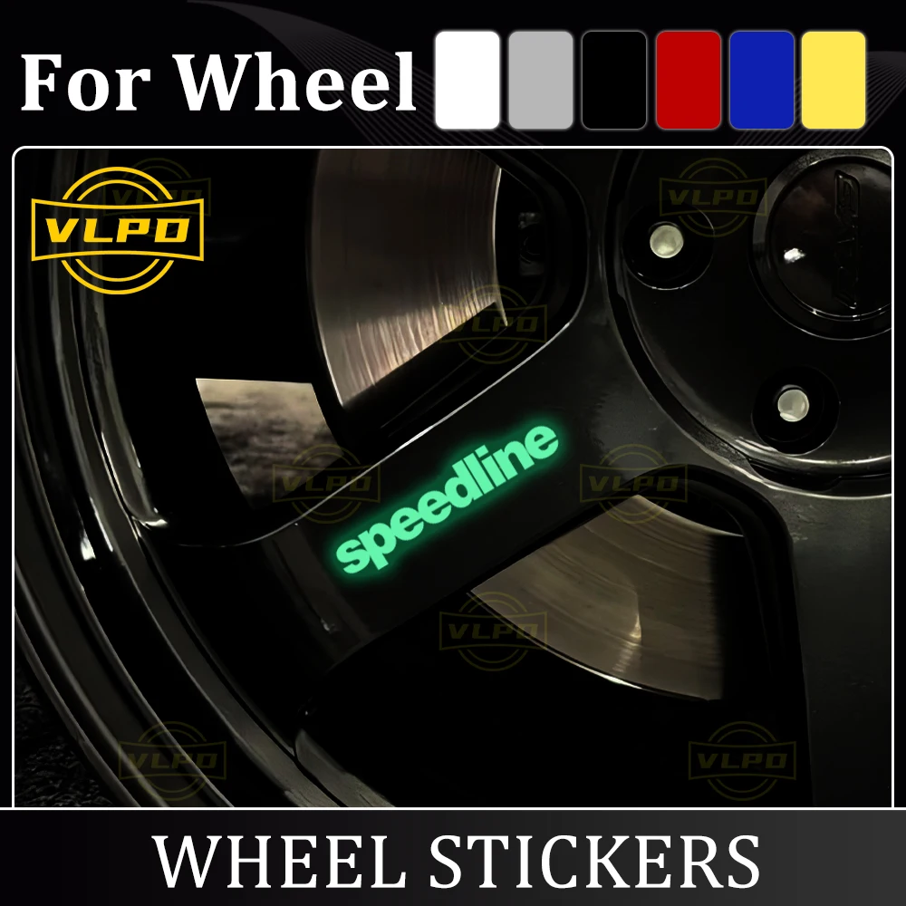 4 Pcs Car Glow Stickers Waterproof Decals for Speedline Wheels Decoration