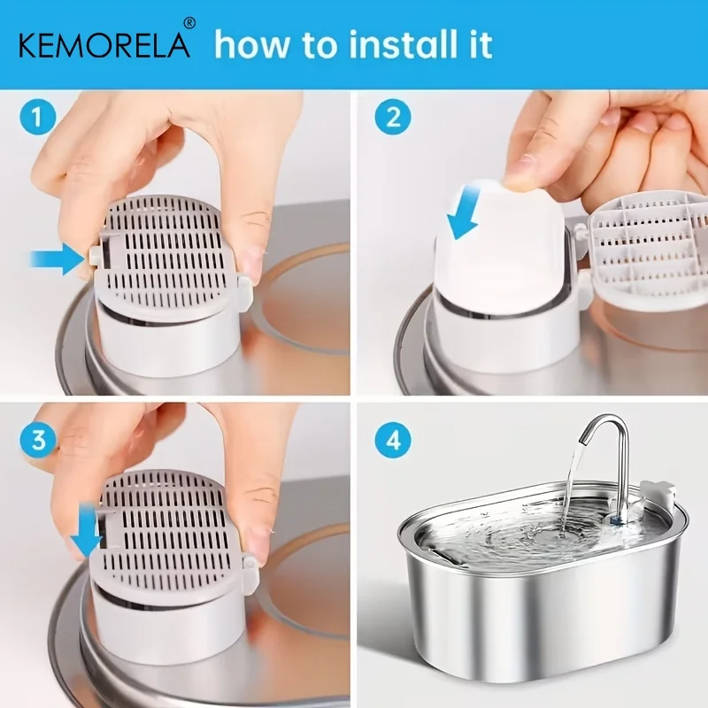 Kemorela 30pcs Suitable For Replacement Filter Elements Of Stainless Steel Cat Water Dispenser Activated Carbon Sponge Filter