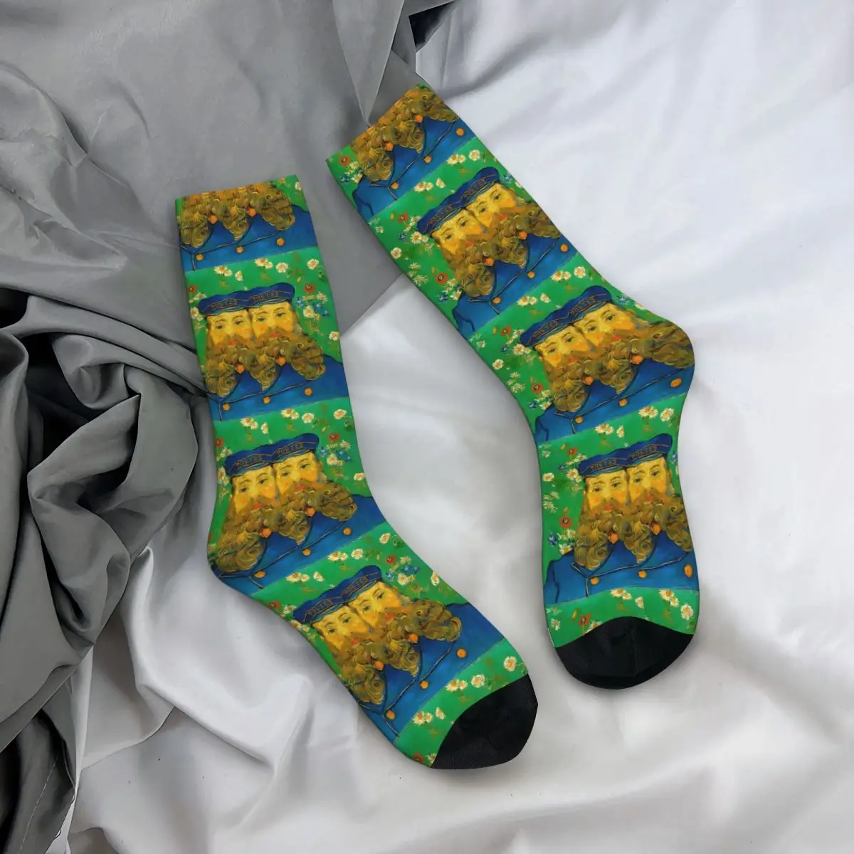 Van Gogh Socks Winter The Postman Joseph Roulin Stockings Funny Men Soft Socks Design Outdoor Sports Non-Slip Socks