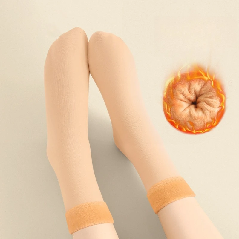 5 Par Dziewczęcych Skarpet Śnieżnych z Podszewką z Polaru, Grube, Ciepłe Skarpety do Połowy Łydki dla Kobiet, Tanie, Puszyste Skarpety na Jesień i Zimę, Zestaw