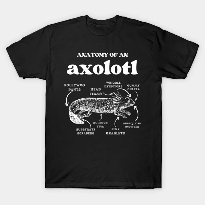 

Anatomy of An Axolotl. Funny Axolotl Lovers Gift T Shirt New 100% Cotton Short Sleeve O-Neck Casual T-shirts Top Size S-3XL