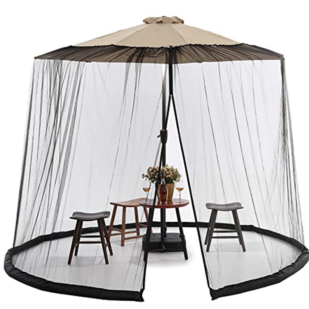 

Coffee 9ft Patio Umbrella Screen Breathable Polyester Netting Compatible With Most Umbrellas Easy Installation