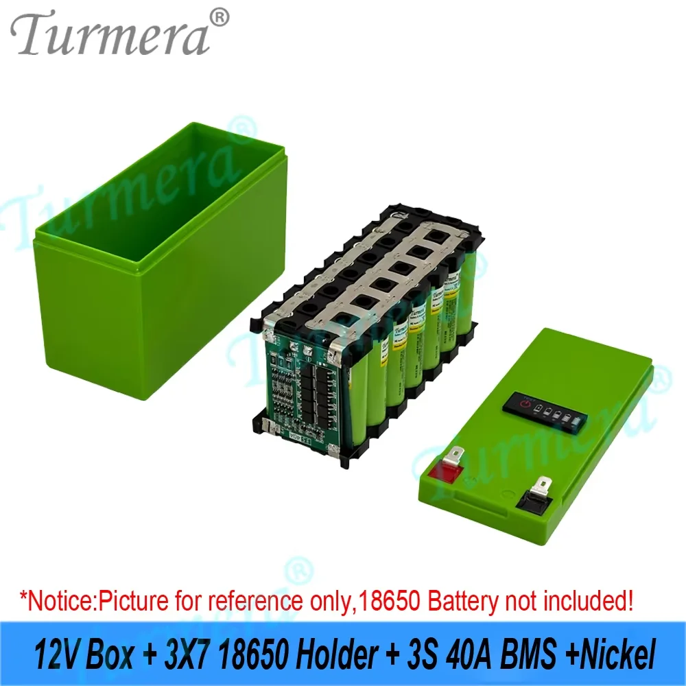 12V 18650 Battery Storage Box 3x7 Holder 40A Balance BMS Voltage Indicator Welding Nickel DIY Kit for Replace Lead-Acid Use
