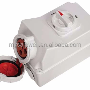 SAIPWELL CEE/IEC Socket with Switches and Mechanical Interlock Ip67 Industrial Socket 400-450V 32A 4p