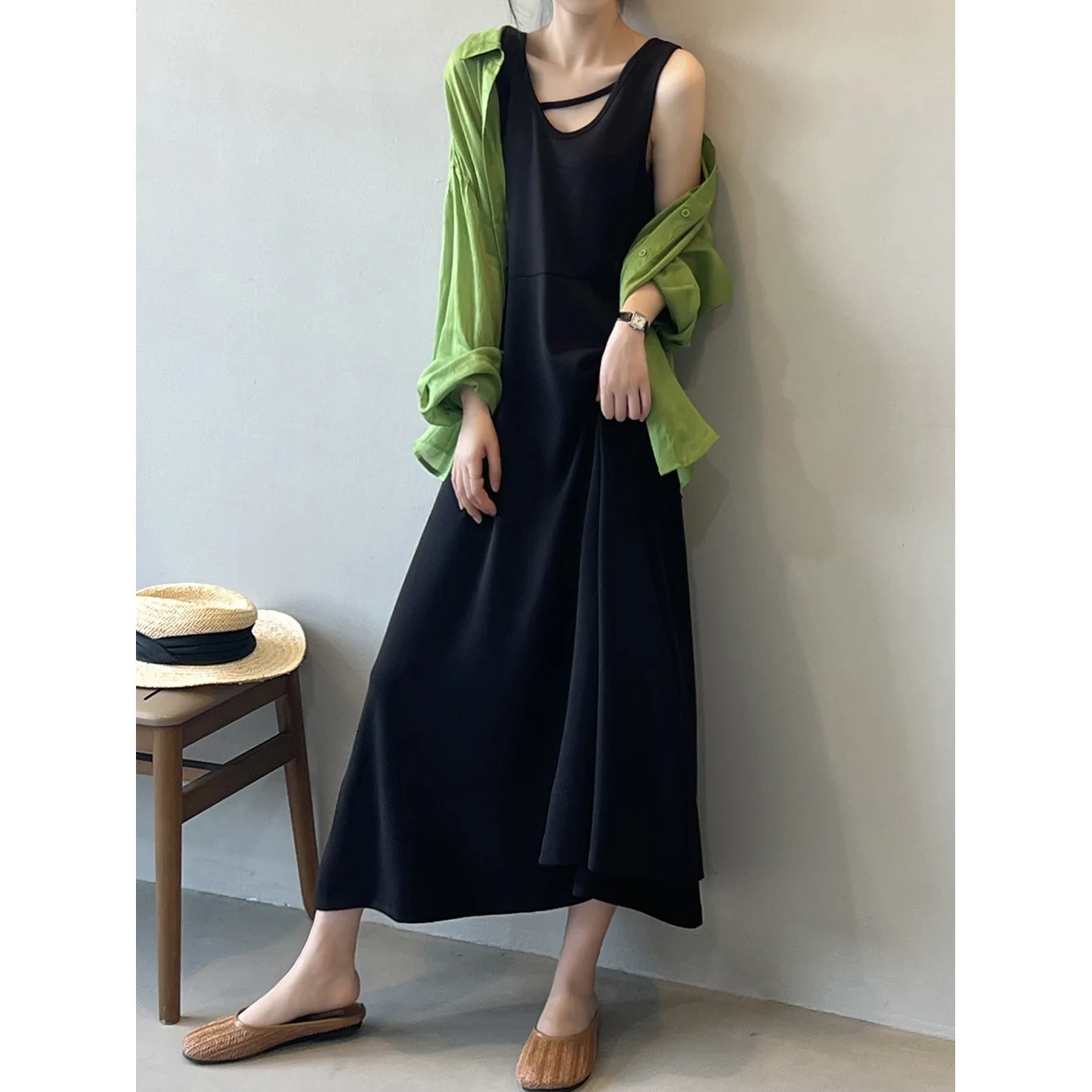 

Women Clothing Casual Dress U-neck Sleeveless Fishtail Sundress 2024 Summer Long Solid Color Elegance Dress for Women