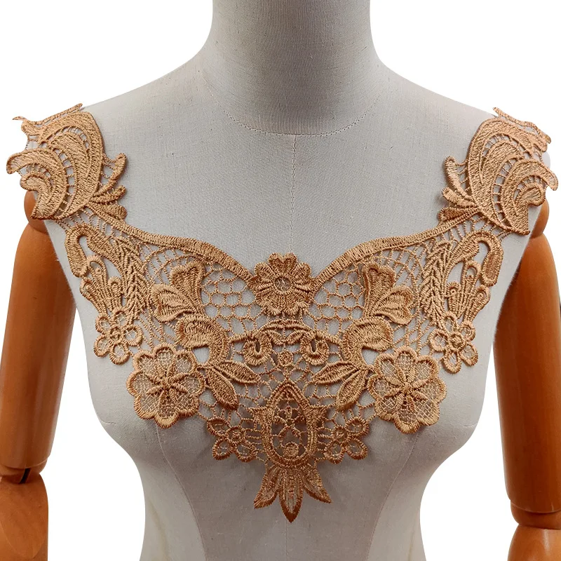 1PCS Water-soluble lace embroidery polyester light silk fake collar three-dimensional hollow corsage collar flower DIY clothing