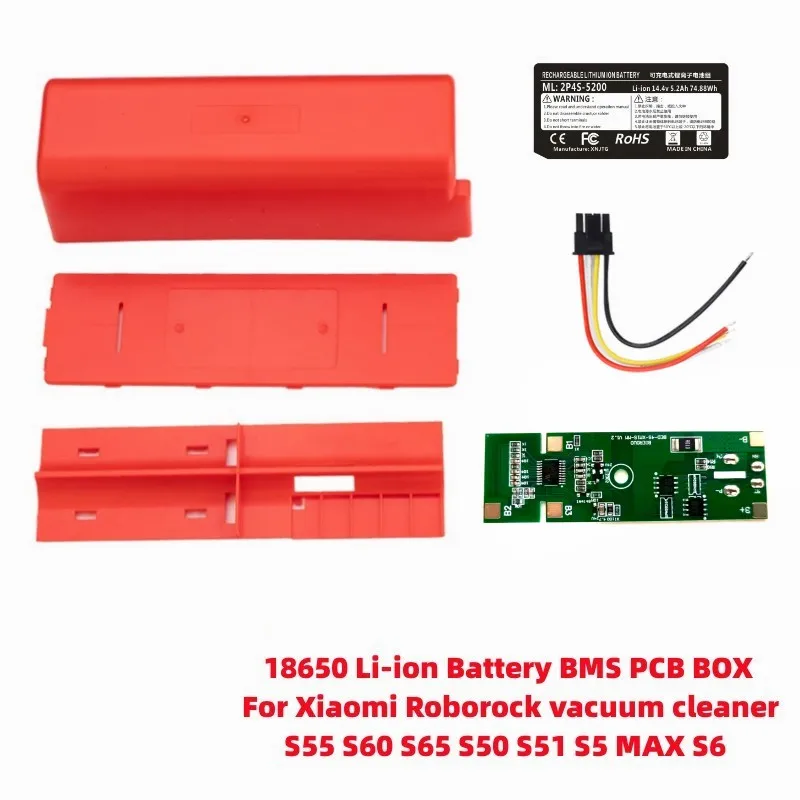 18650 Li-ion Battery BMS PCB case For Xiaomi Roborock vacuum cleaner S55 S60 S65 S50 S51 S5 MAX S6 Nesting Lithium Box Housing