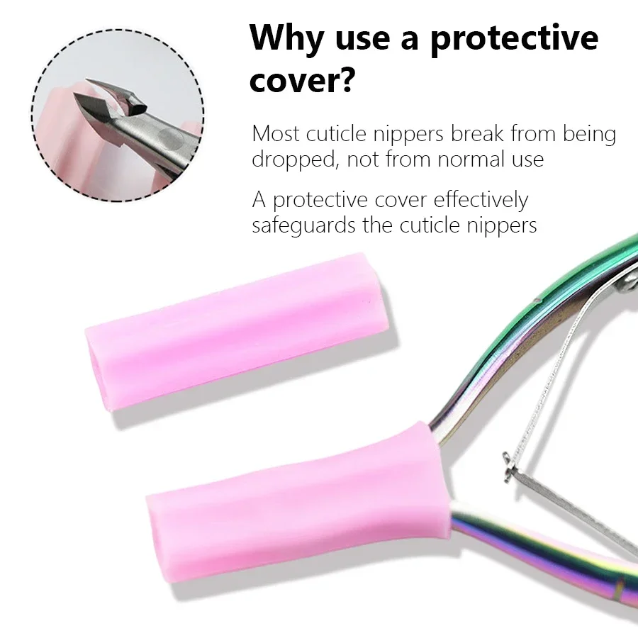 2Pcs Soft Silicone Protective Covers for Nail Art Tools Anti-Scratch Cuticle Nippers Tweezers Sleeves