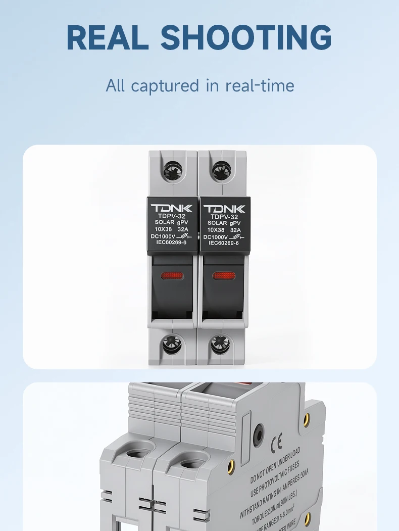TDNK 2P DC1000V 32A Solar-PV-Sicherungshalter mit 2 Stück 10×38mm PV-Sicherungen, LED-Anzeige, DIN-Schienenmontage – Detail 12