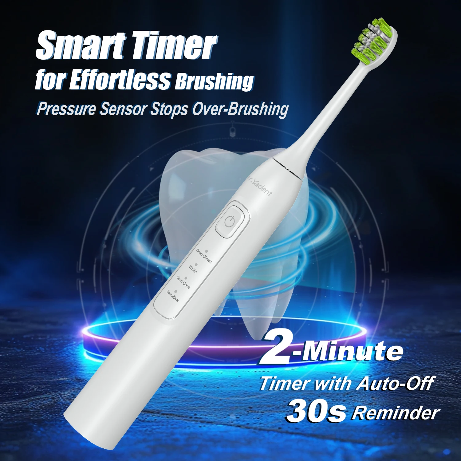 Dr.Yadent YD05 Electric Toothbrush USB-C Fast Charge 4 Modes for Adults 2mins SmartTimer 6 Replacement Heads Last for 1 Year Use image 5