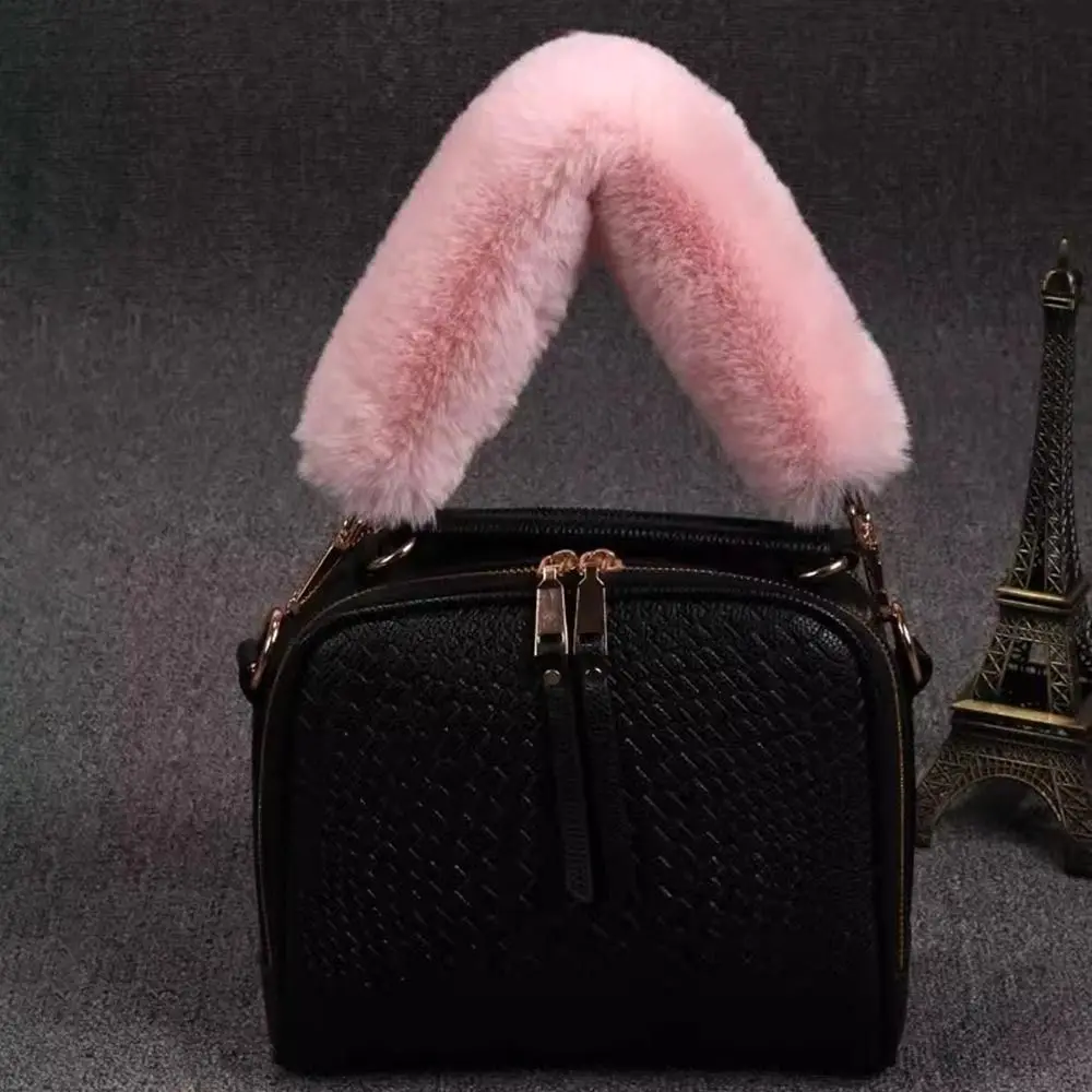 Faux Fur Plush Bag Strap para mulheres, alças de ombro, substituição do cinto, corrente decorativa de pelúcia, acessórios de inverno