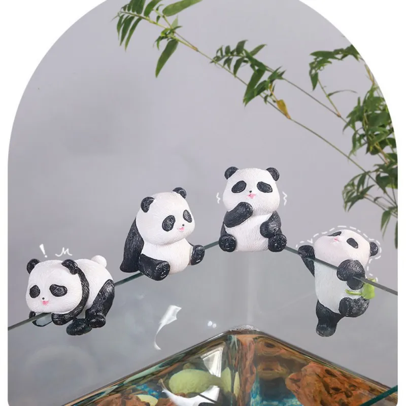 Resin Panda Ornament Assorted Miniature Figurine Landscape Decor for Home Desk Plant Pot Fish Tank Bonsai DIY Craft