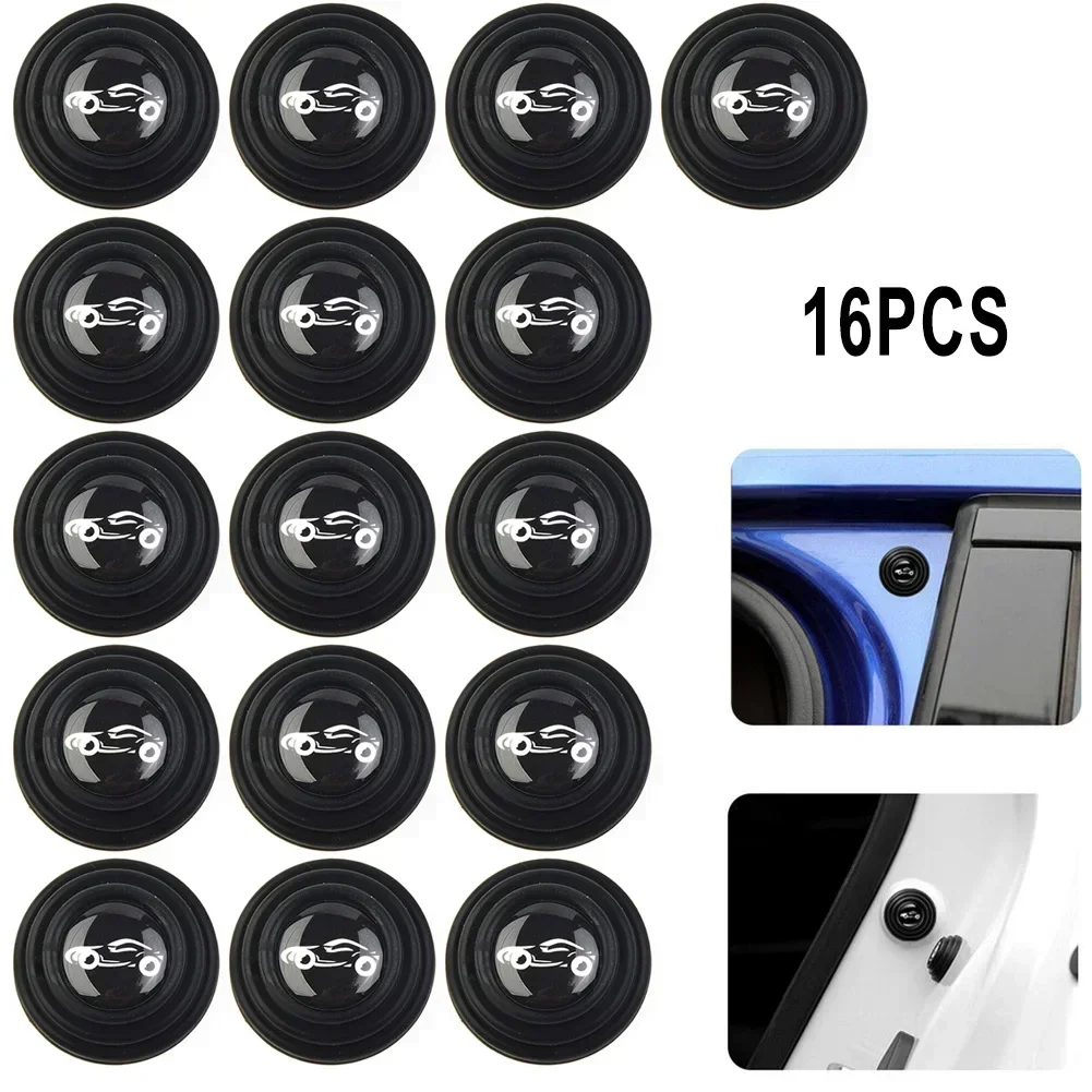16PCS Black Car Door Anti-shock Silicone Pad Universal Anti-Noise Buffer Gasket Anti-collision Door Sticker Auto USEFUL