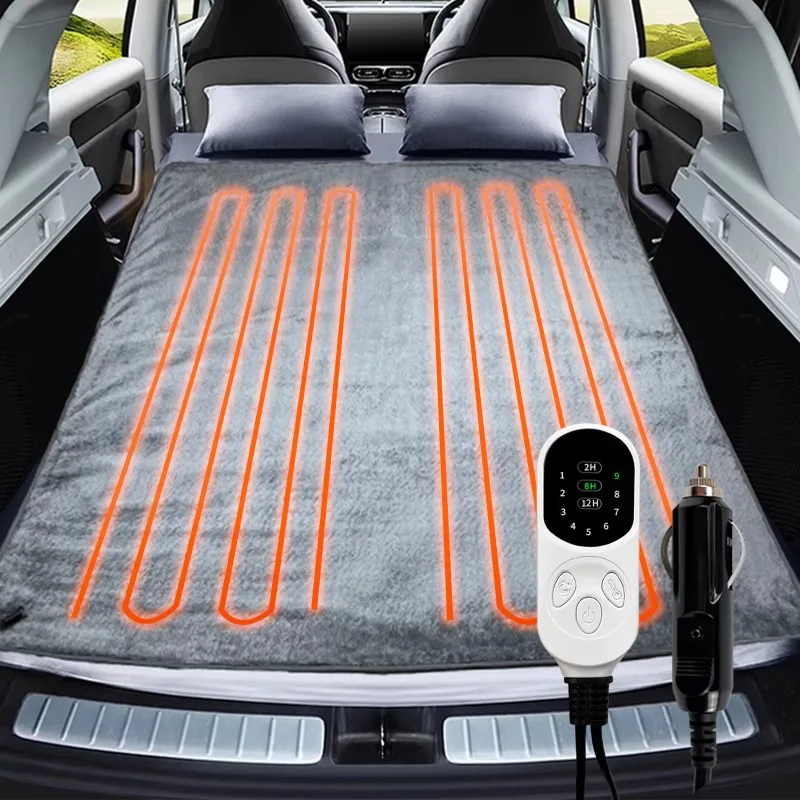 

Автомобильный фланелевой матрас с подогревом 12 В, электрическое одеяло, 9 уровней нагрева, контроль температуры, моющаяся в машине, полиэстер