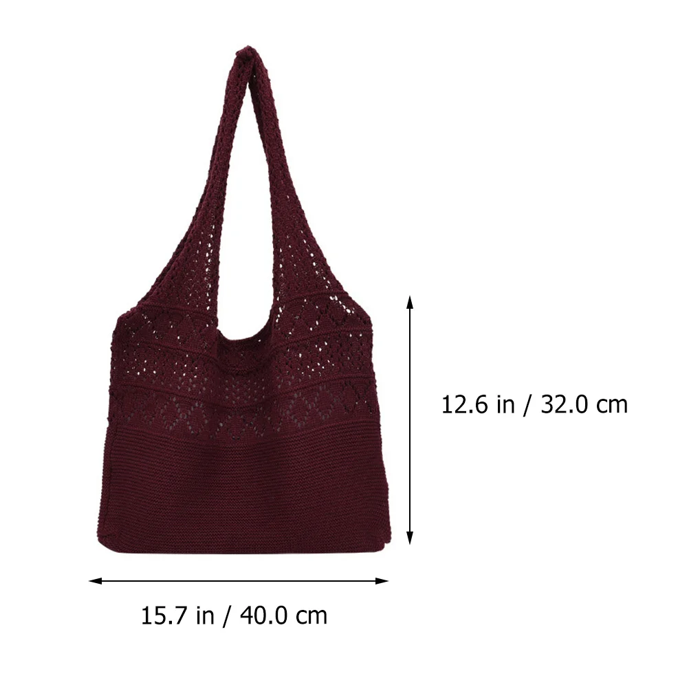 

1Pcs Knitted Hollow Design Women Sling Bag Lightweight Large Capacity Casual Tote Bag Fashion Woman Storage Pouch for Outdoor